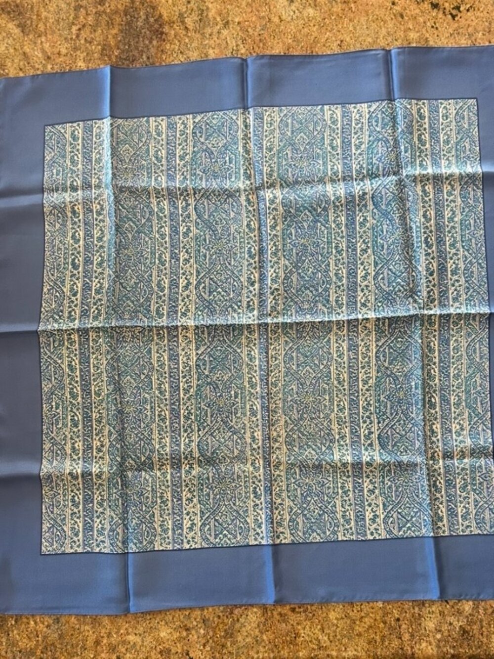 Vintage Liberty of London Blue Border Silk Scarf Made in England